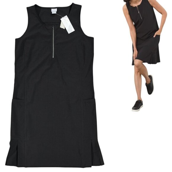 Chico's NWT Zenergy UPF 50 Black Side Pleat Sport Dress Pockets Outdoors Golf - Picture 1 of 9